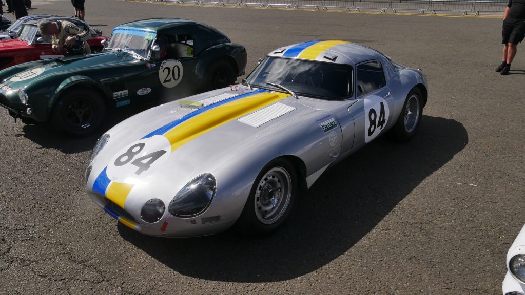 E-Type coupe, with go-faster stripe